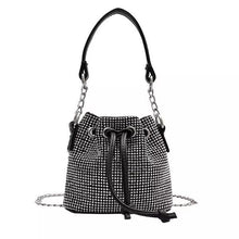 Load image into Gallery viewer, Shiny Rhinestones Bucket Crossbody Clutch Bag Women - Black
