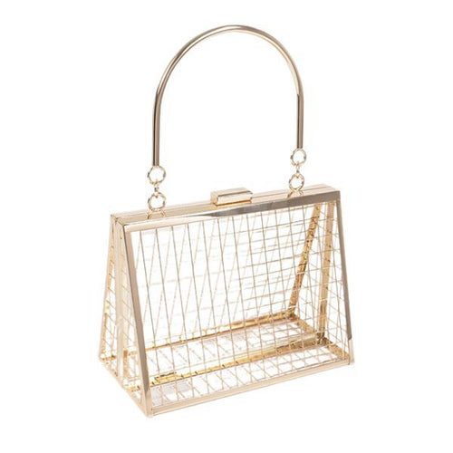 gold lady evening shoulder designer cage clutch evening bag