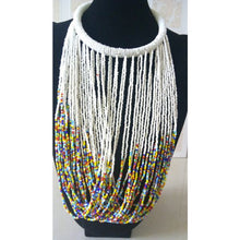 Load image into Gallery viewer, multistrand african white tribal beaded jewelry necklace
