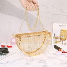 Load image into Gallery viewer, gold semicircular clutch cage shoulder evening bag
